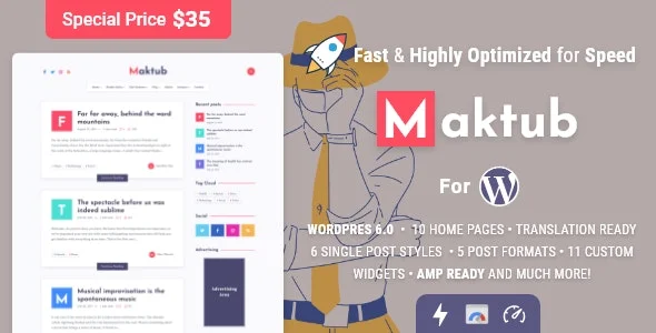 Maktub 1.4.0 Nulled – Minimal & Lightweight Blog for WordPress